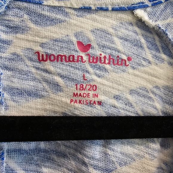 Woman Within Blue and White Cotton Geometric Print size Large (18/20) - Picture 2 of 8